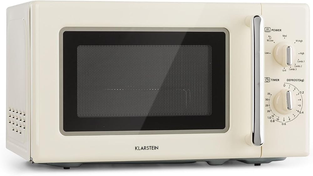 Klarstein Caroline 2-in-1 Microwave Grill 20L Retro Stainless Steel Beige