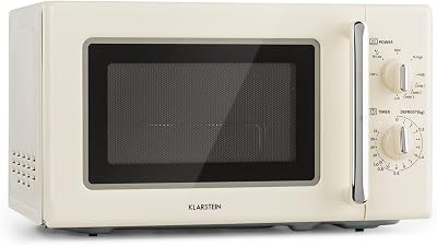 Klarstein Caroline 2-in-1 Microwave Grill 20L Retro Stainless Steel Beige