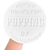 100 PCS Thanks for Popping by Gift Popcorn Favor Embossed Stickers, Bridal Shower Wedding Birthday Party Seals, Baby Shower Favor Lables, 1.6" (Embossed Texture)