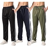 ZH 3 Pack Men's Sweatpants Open Bottom Joggers Lightweight Quick Dry Athletic Pants with Pockets for Workout & Lounge