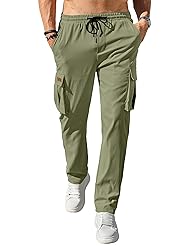 PLEPAN Men's Casual Cargo Pants Drawstring Hiking