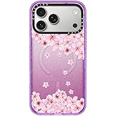 CASETiFY Impact iPhone 17 Pro Max Case [Slim/Compatible with Magsafe / 8.2 ft. 4X Military Grade Drop Protection] - Sakura Cherry Saturday - Glitter Purple