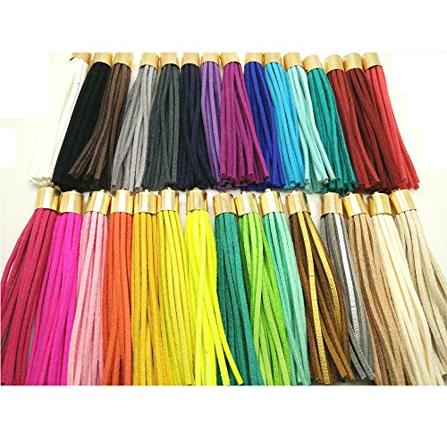 UPC 602130985983, Gold Copper Caps 30pcs 85mm Leather Tassel Suede Tassel DIY Jewelry Bracelet Accessories GD30ST07