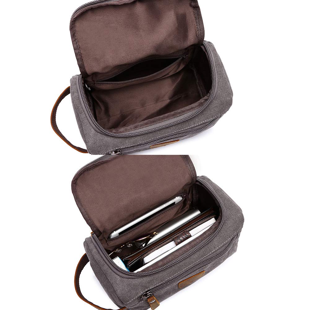 Toiletry Bag for Men, Yousu Canvas Travel Organizer Bags Small Multifunctional Cosmetic Bag Toiletry Kit Bag Grey