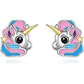 VONALA Unicorn Earrings for Women 925 Sterling Silver Unicorn Stud Earrings Animal Jewelry Gifts for Animal Lovers