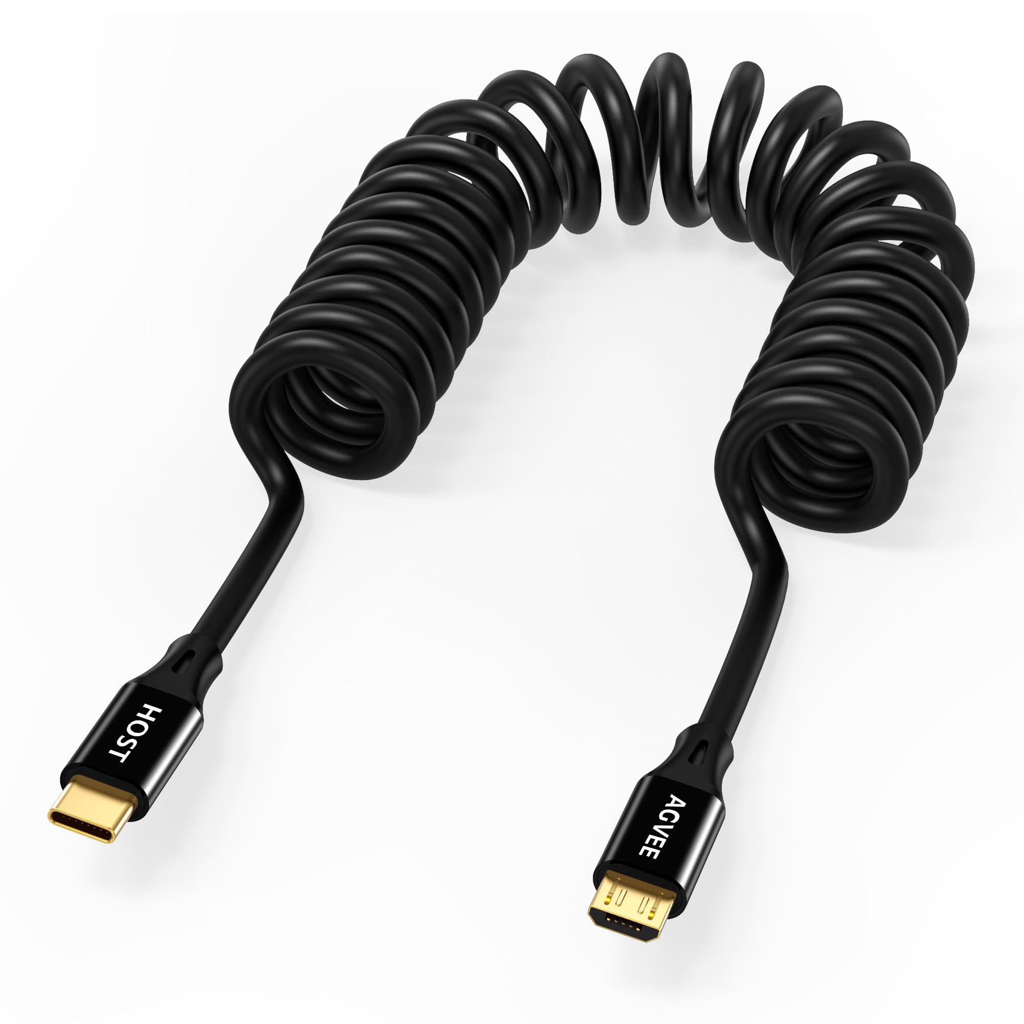 Photo 1 of AGVEE 1.6ft Coiled USB-C to Micro USB Charger Cable [USB-IF Certified] 2A Fast Charging Data Sync Cord for Xbox One PS4 Controller, Kindle, Old Android Phone, Black