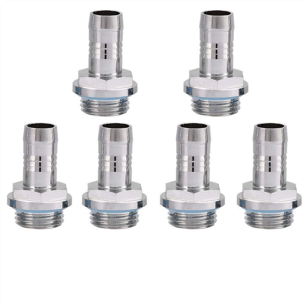 Bewinner Barb Fittings 6 PCS PC Water Cooling Two-Touch Fitting G1/4 Thread Barb Connector for Tube, Stainless Steel (9mm)