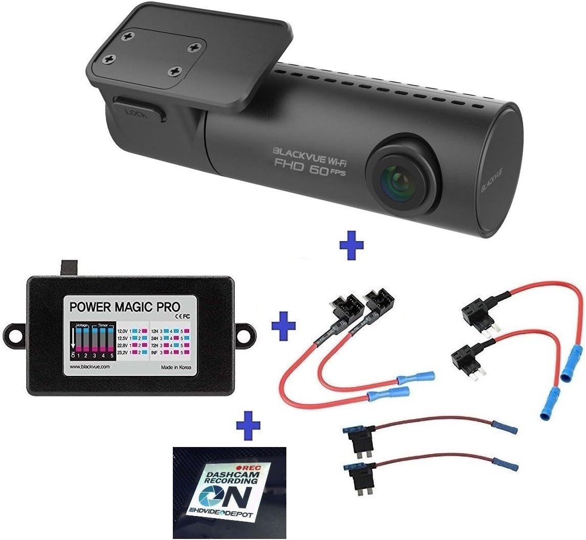 HDVD BlackVue New DR590W-1CH 32GB, Car Black Box/Car DVR Recorder, Full HD 1080p Front, 60FPS, Built-in Wi-Fi, G Sensor, 32GB SD Card + Power Magic Pro + Fuse Tap Warning Sign Included