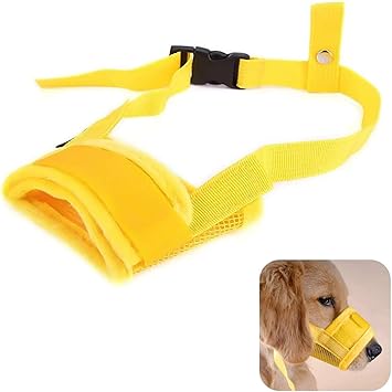 Amazon Doyeemei 犬用マズル 口輪 犬のマズル 吠え防止 咬みつき防止 犬調節セット 噛み防止 家具破壊防止 M イエロー Doyeemei マズル 口輪 通販