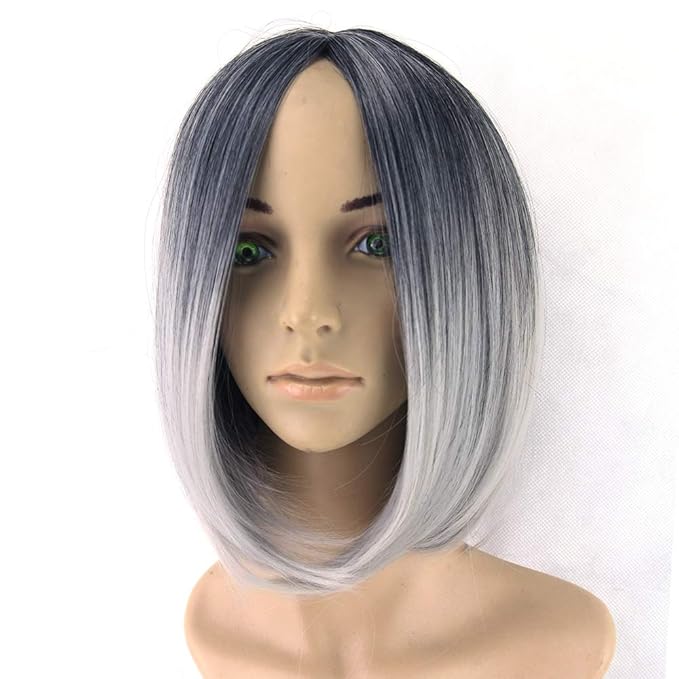 Amazon Com Yaning Omber Wig Grey Wig Black To Gray Short