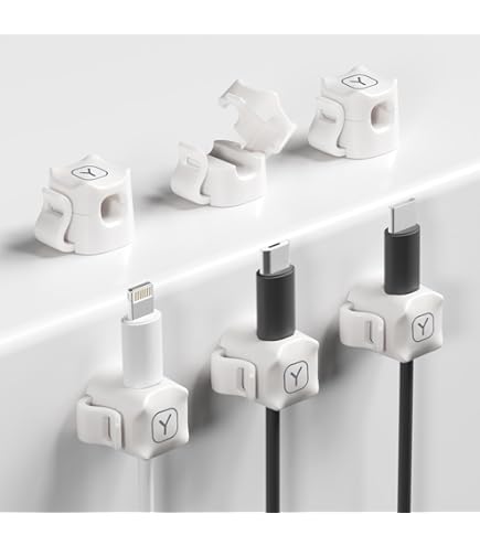 Organizador De Cables Magnético, Soporte De Cable De Escritorio Con 6 Clips Magnéticos Para Cables, Gestión De Cables De Carga Para Oficina En Casa, Lightning/USB C/Micro Cable, Gris Oscuro