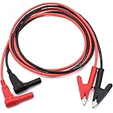 zhenyu 2Pcs 14 Gauge Multimeter Test Leads Right Angle Banana Plug to Alligator Clip Heavy Duty Silicone Wire for Electrical Testing 3 Feet