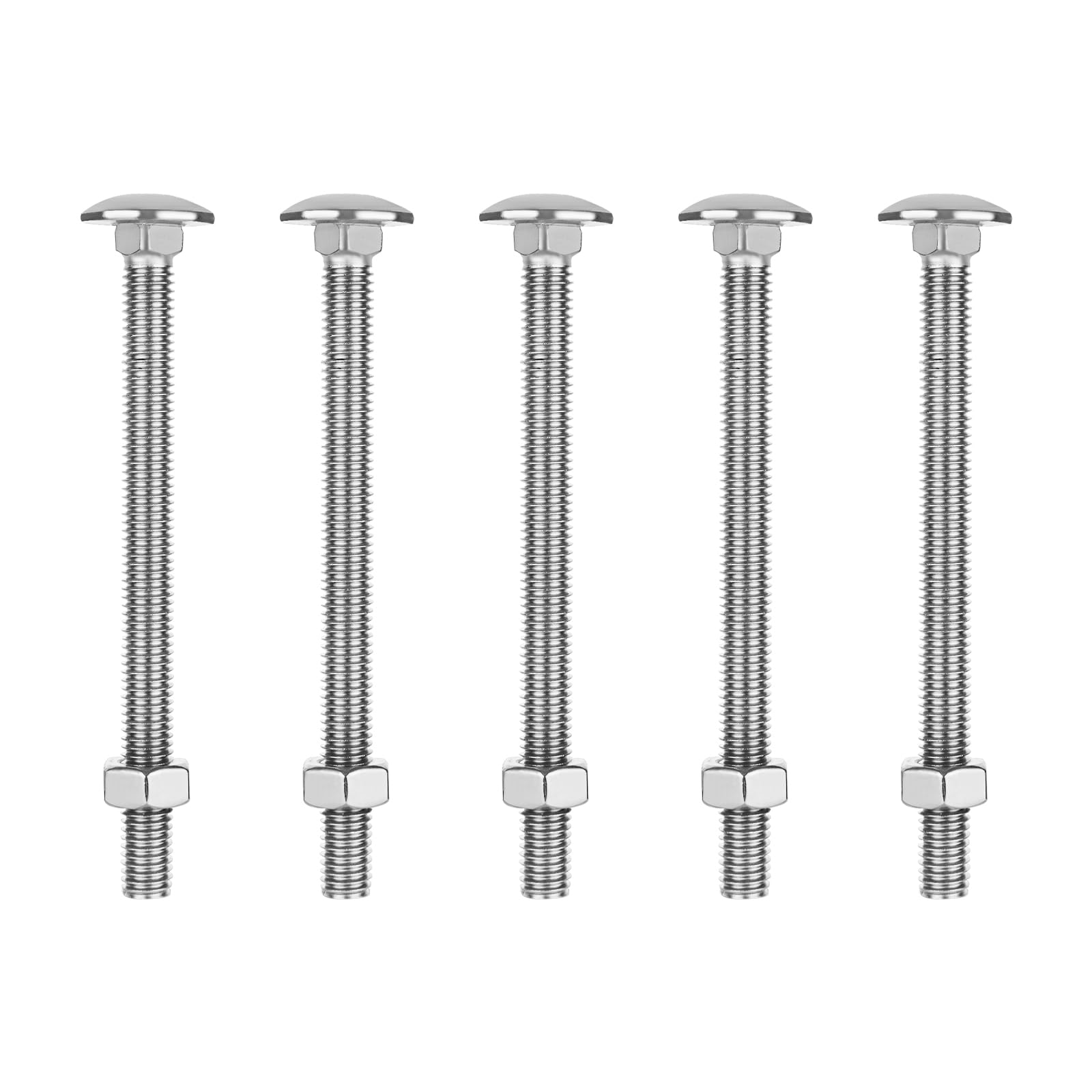 ZOFUN 30 Pack M8 Nuts and Bolts, M8 x 100 mm Coach Boltes, Long 8 mm Bolt Fully Threaded, Stainless Steel Carriage Bolts for Drilling