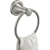 BESy Brushed Nickel Bathroom Hand Towel Ring Towel Holder, Rustproof Wall Mounted Bathroom Hardware Accessory SUS 304 Stainless Steel Towel Rack