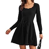 RIHOAS Womens Sweater Dress Long Sleeve A Line Flowy Fall Winter Casual Elegant Babydoll Sweater Mini Dresses