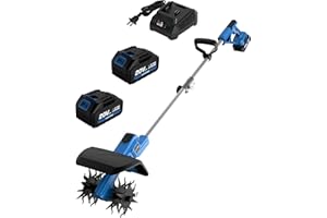 LUXTER 20V Cordless Tiller for Gardening 8.6 Inch Electric Garden Cultivator with 48 Steel Tines Lightweight Cultivators 2×4.0AH Batteries & Fast Charger for Smooth Ground Breaking,Tending,Composting