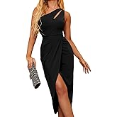 Zalalus One Shoulder Formal Dress Ruched Cocktail Party Midi Dresses