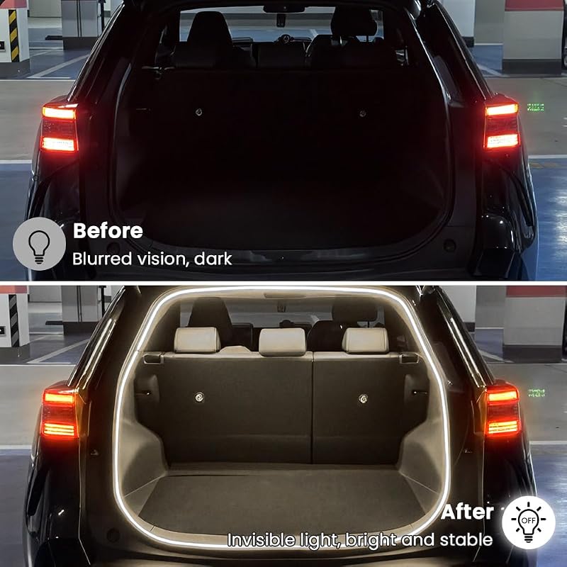 Fita LED dinâmica para porta-bagagens, ativação universal e automática do acessório de iluminação com sensor de indução, luzes ambientes de néon, para berlinas, SUV e camiões (branco 4m)