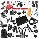 Captain Accessories kit for Gopro Hero 4 Session, Hero 1, 2, 3, 3+, 4, SJ4000, 5000, 6000, 7000, Xiaomi Yi (42 Items)