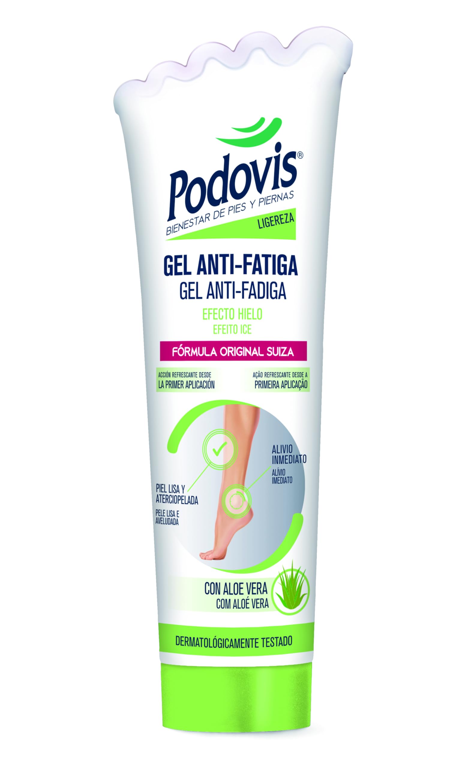 Podovis, Anti-Fatigue Gel - "Ice Effect" Refreshing and Fatiguing, Tired Legs Cream, Immediate Relief, Soft and Hydrated Skin, Eliminates Feeling of Heaviness and Fatigue, 150 ml