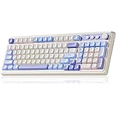 AULA 99 Key Keyboard, Tri-Mode Bluetooth/2.4GHz/USB-C Cute Creamy Gaming Keyboard with Number Pad RGB Backlit, Media Knob Custom Mechanical Feel Computer Keyboards for MAC Xbox PC Gamer - Purple