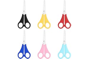 Asdirne Kid Scissors, Blunt Tip Safety for Child, Preschooler，Toddlers, Stainless Steel Blades with Centimetre Scale, More Accurate Cutting, Set of 6