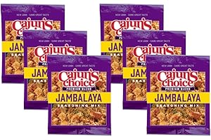 CAJUN'S CHOICE LOUISIANA FOODS Cajun's Choice Jambalaya Seasoning Mix - 0.42 oz Packets, Pack of 6, Gluten-Free, No MSG, Authentic Louisiana Creole Spice for Chicken, Shrimp & Sausage