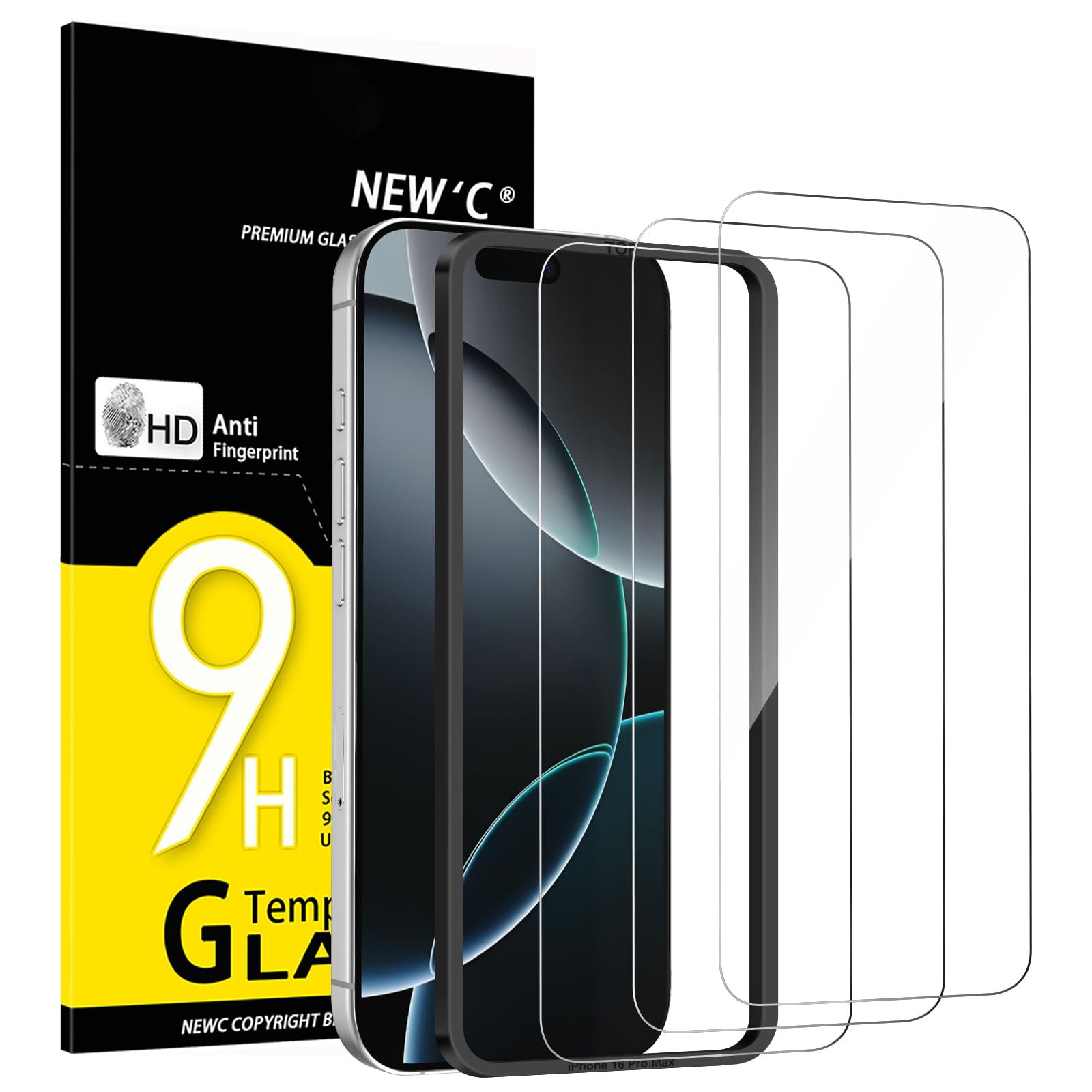 Photo 1 of NEW'C 3 Pack Designed for iPhone 17 Pro Max, iPhone 16 Pro Max Screen Protector (6.9 inches), Enhanced Tempered Glass Protection with easy installation tool included,Case Friendly Ultra Resistant