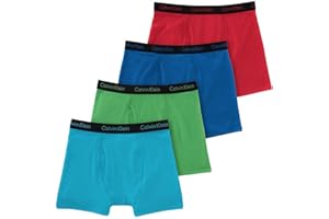 Calvin Klein Cotton Stretch Boys' Boxer Briefs (4 Pack) (Red, Small)