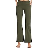 VME High Waist Yoga Wide Leg Pants with Pocket - Tummy Control Workout Running Flared-Leg Yoga Legging for Women