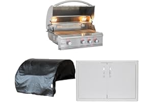 BLAZE OUTDOOR PRODUCTS Blaze Outdoor Grill | 34-inch Stainless Steel Natural Gas BBQ Grill | Built-In 3 Burner Barbecue | Professional Outdoor Grilling | Rear Infrared Burner & Grill Lights | BLZ-3PRO-NG