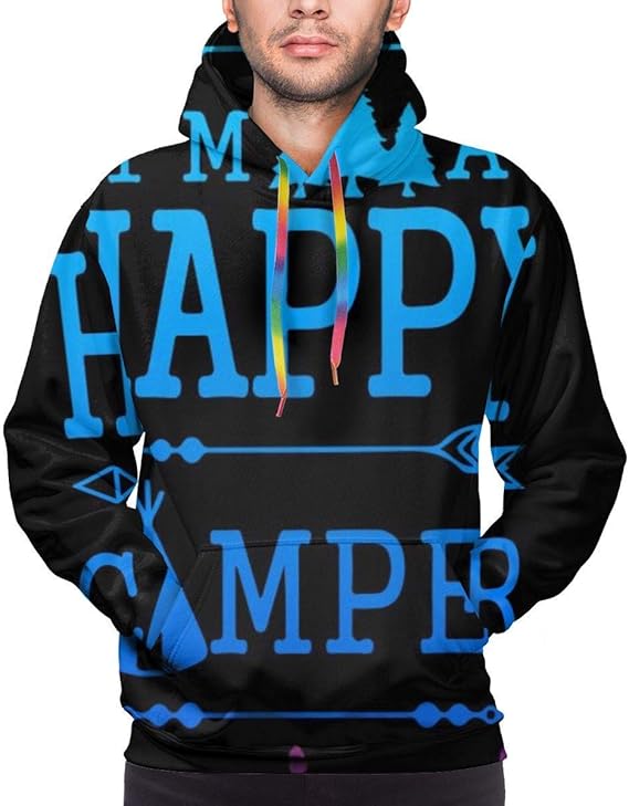 Amazon Co Jp ハッピーキャンパーキャンプラベンダーメンズノベルティカジュアルパーカープルオーバーフード付きスウェットシャツ 服 ファッション小物
