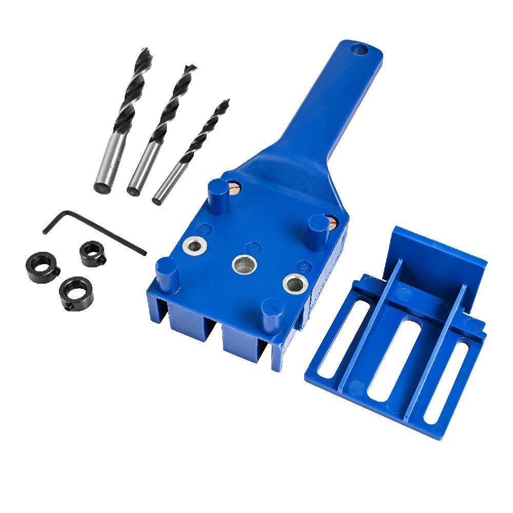 ArtisanShow 8PCS Woodworking Dowel Jig Kit - Pocket Hole Drilling Guide With Metal Pins, 6 8 10mm Drill Bits for Carpentry (Blue)