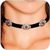 Aonklot Turquoise Jewelry for Women Western Necklaces Cowgirl Outfits Layered Turquoise Beaded Chain Choker Necklaces Boho Country Concert Jewelry Gifts Western Accessories for Women