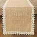 Ling's Moment 12x108 Inch Burlap Cream Lace Hessian Table Runners Jute Fall Spring Ester Decor Rustic Country Barn Wedding Party Decoration Farmhouse Decor