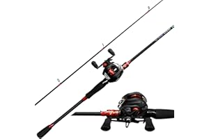 Kilitn Fishing Rod and Reel Combo, Baitcasting Combo Baitcast Reel, 6 Foot 7 Foot 2-Piece, Durable Fiberglass Wrapped Carbon Fiber Rod with Comfortable EVA Handle