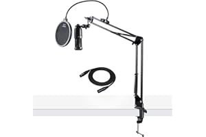 Audio-Technica AT2020 Condenser Studio Microphone with XLR Cable Knox Studio Stand and Pop Filter