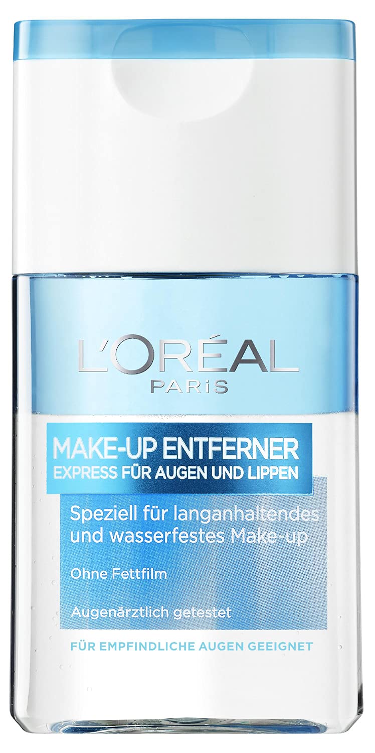 L'Oréal Paris Make-Up Entferner, Gesichtsreinigung speziell für langanhaltendes und wasserfestes Augen- und Lippen Make-up, Für empfindliche Augen geeignet, 1 x 125ml