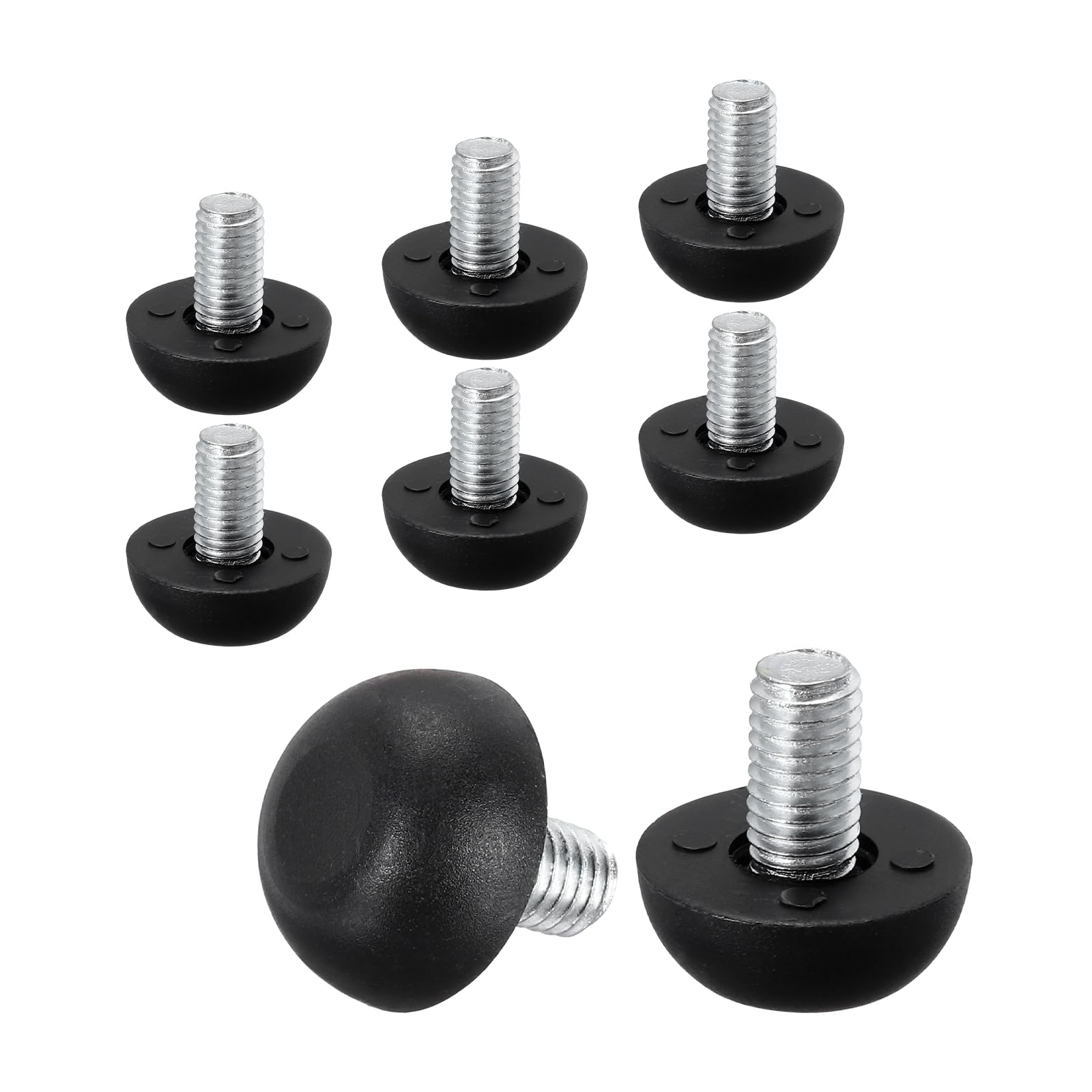 PATIKIL M8 Furniture Leg Leveling Feet, 8 Pcs 8mm x 1.25 Adjustable Threaded Screw-in Feet Levelers Replacement Feet Glides for Table Chair Cabinet, Black