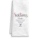QICLM Best Sister Friendship Gifts Kitchen Towels, Best Sister Gifts Hand Towels Dish Towels for Kitchen Bathroom, A Sister is God's Way of Making Sure We Never Walk Alone, 16x24 Inches