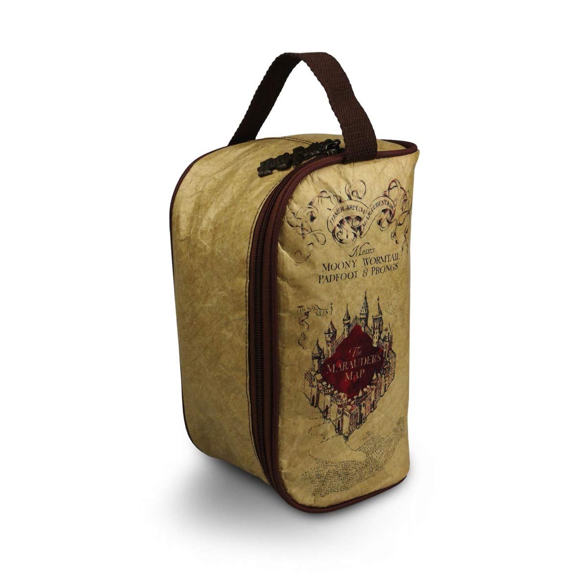 Harry Potter Groovy Uk Marauders Map Wash Bag, 25 cm Length x 12 cm Width x 8 cm Height, Beige/Brown/Red