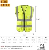 HYCOPROT High Visibility Reflective Safety Vest Yellow M with Pockets view 6