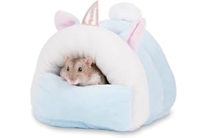 JOUSONTY Hamster Hideout, Hamster Bed, Hamster House, Hamster Hides for Cage, Terrarium, Habitat Decor, Small, Blue, 5.12×5.12×4.33 Inch