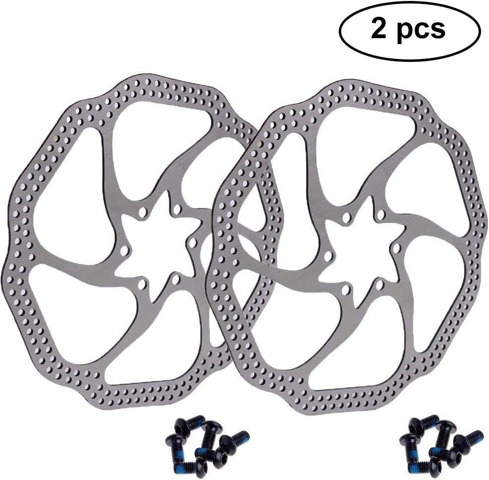 160mm 180mm 203mm Disc Brake Rotor with 6 Bolts Stainless Steel Bicycle Rotors Fit for Road Bike, Mountain Bike, MTB, BMX (Stainless Steel, 2pcs)