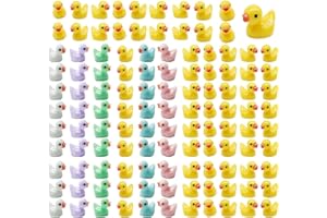 AWEELON 100 Pcs Mini Resin Ducks Tiny Ducks Miniature Duck Figures for Slime Charms DIY Craft Micro Landscape Garden Aquarium Dollhouse Decoration for Christmas Birthday Party（Mixed Color）