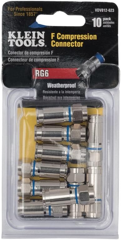Outdoor F Compression Connectors RG6 10-Pack Klein Tools VDV812-623, Silver - Image 3