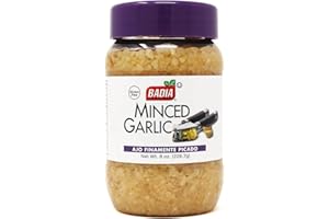 Badia Minced Garlic in Water, 8 oz - Fresh Minced Garlic, Bold Flavor for All Purpose Cooking, Gluten Free