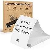 Thermal Printer Paper 8.5 X 11, 100 Sheets Folding Thermal Paper Use for Homework, Contracts and Invoices, US Letter Size The