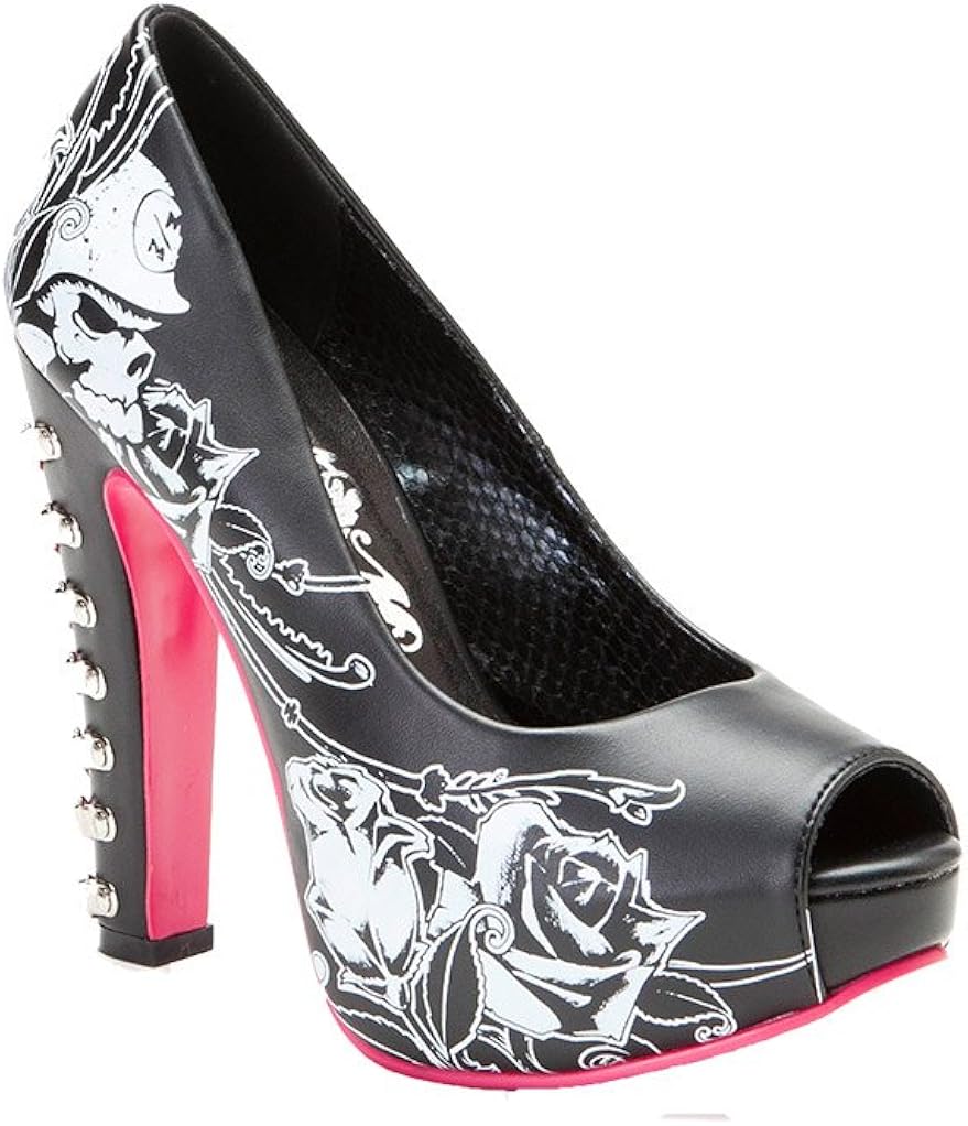 black heels with roses on them