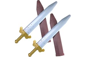 GiftExpress Pack of 2 19" Plastic Roman Sword with Sheath for Pretend Play, Knight Costume, Roman Warrior Costume Accessory